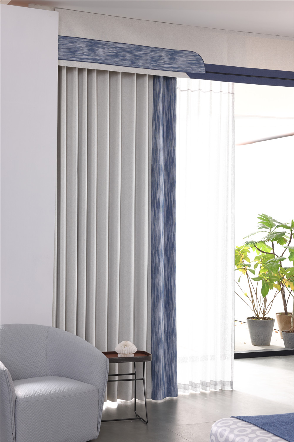 Home Textiles Living Room Blue Curtain
