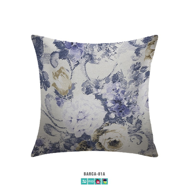 Hotel Bedding Cotton Linen Abstract Rose Pattern Upholstered Pillow