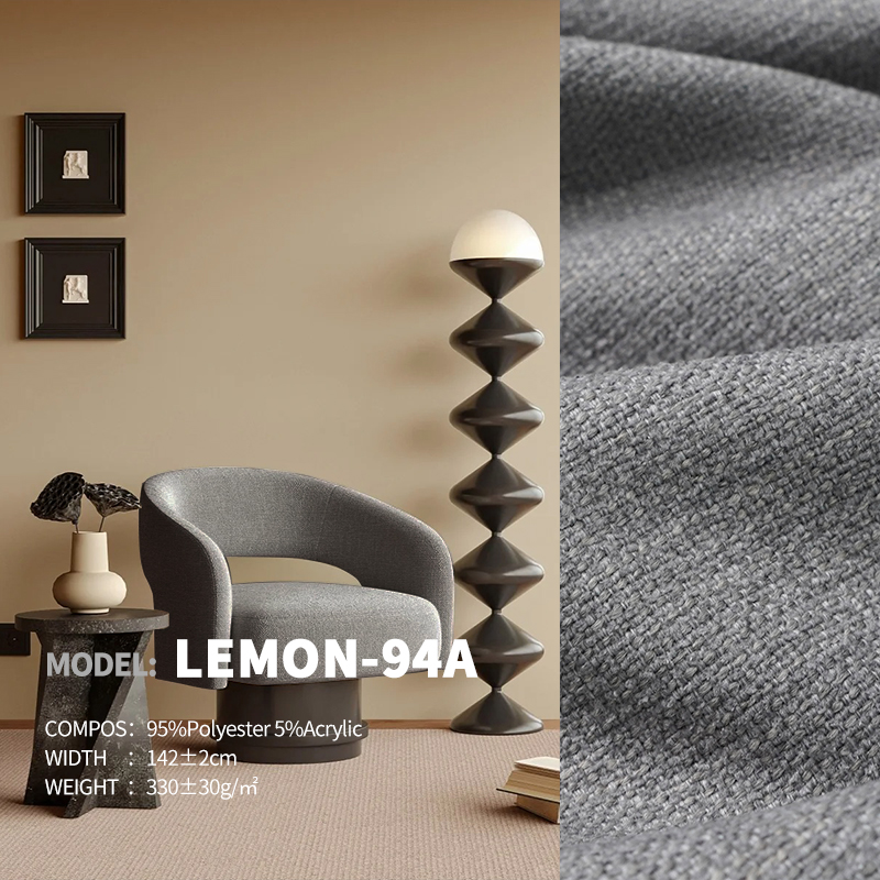 High Grade Gray Cotton&Linen Style Ready Stock Designer Project Selective Fabric Lemon-94A