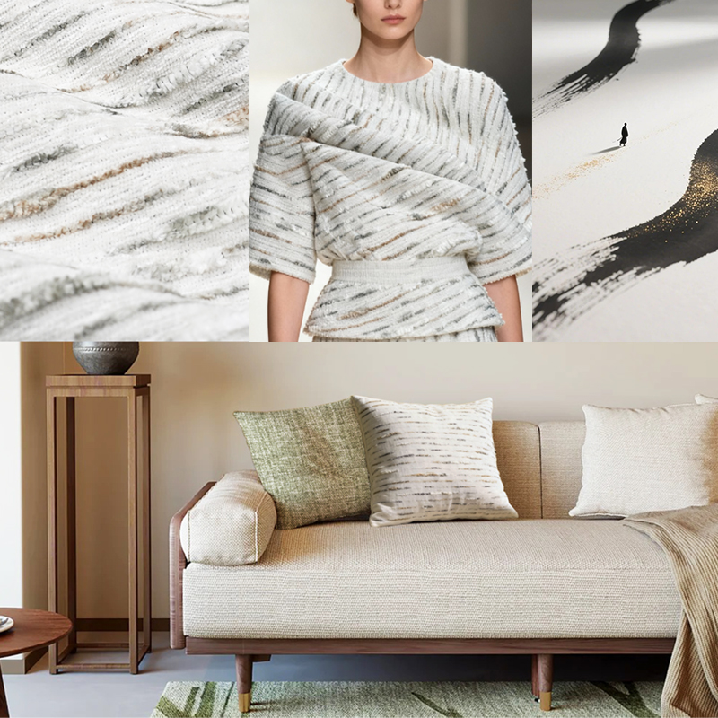 Personalized Style Ink Striped Hazy Texture Chenille Jacquard Decorative Fabric
