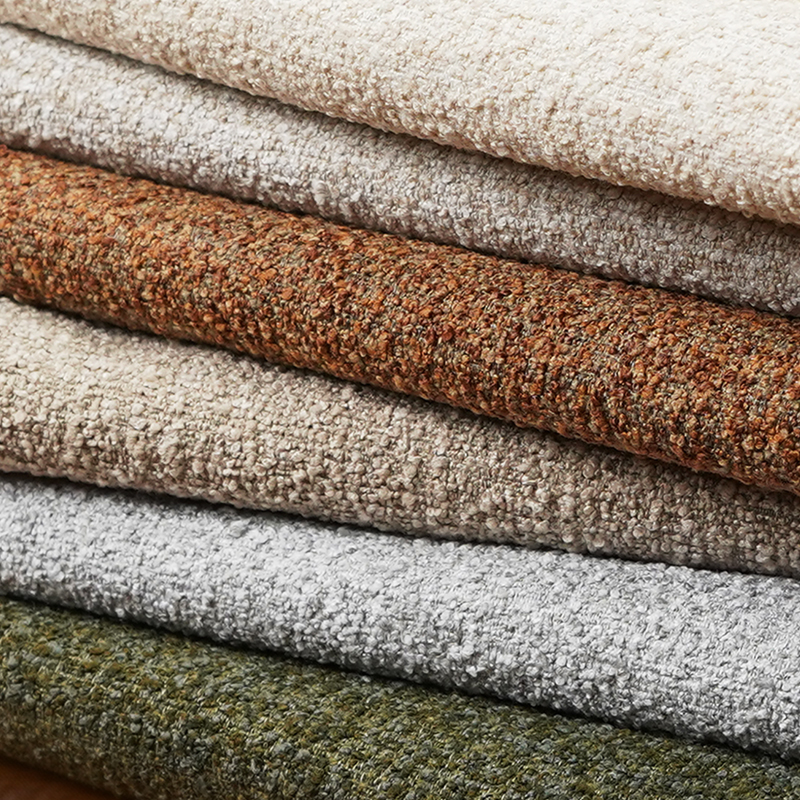 Delicate Hand Feel Double Color Small Boucle Cotton&Linen Fabric for Upholstery Furniture