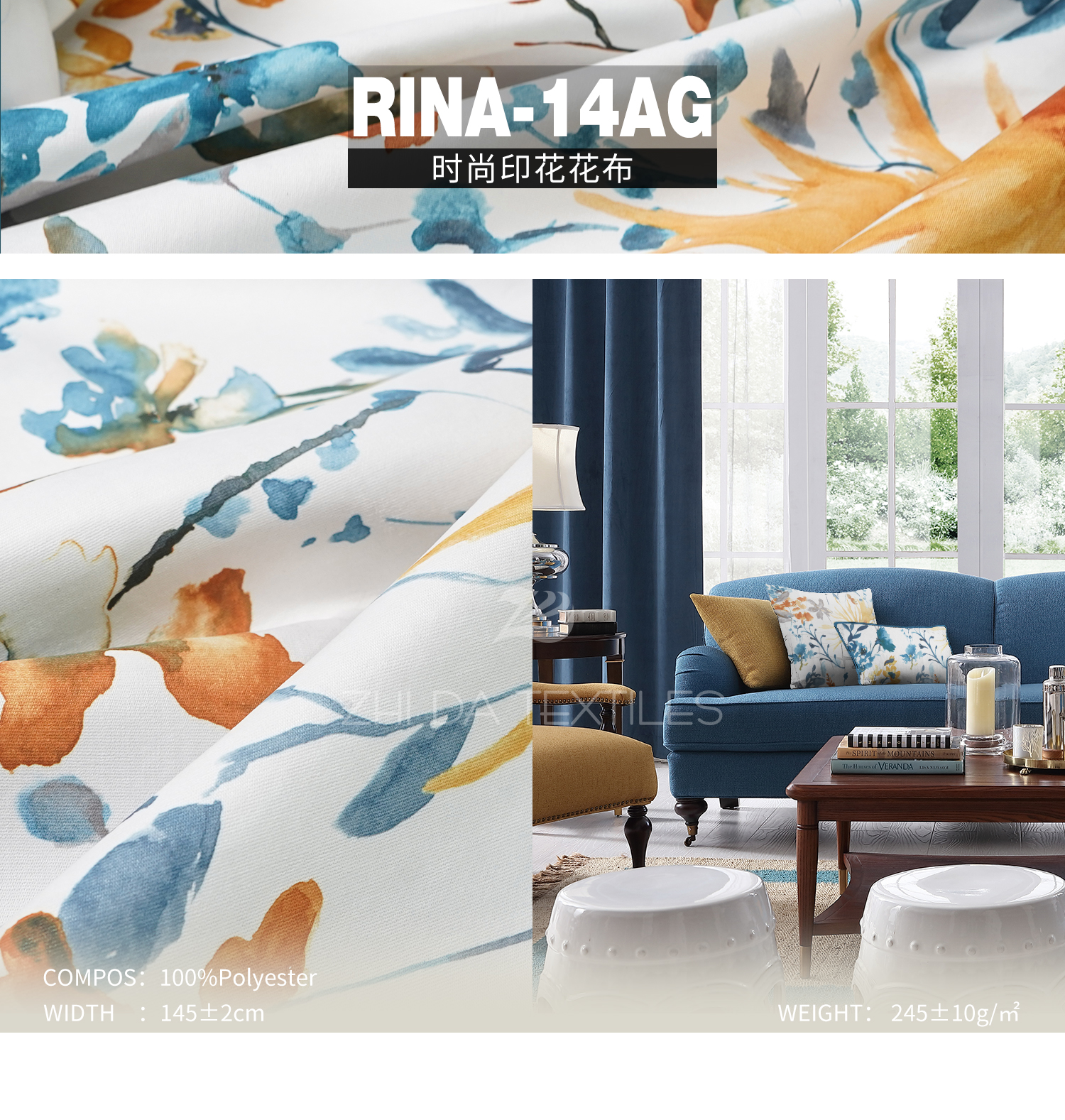 Ready Stock Fashion Jacquard Designer Project Selective Sofa Fabric Rina-14AG