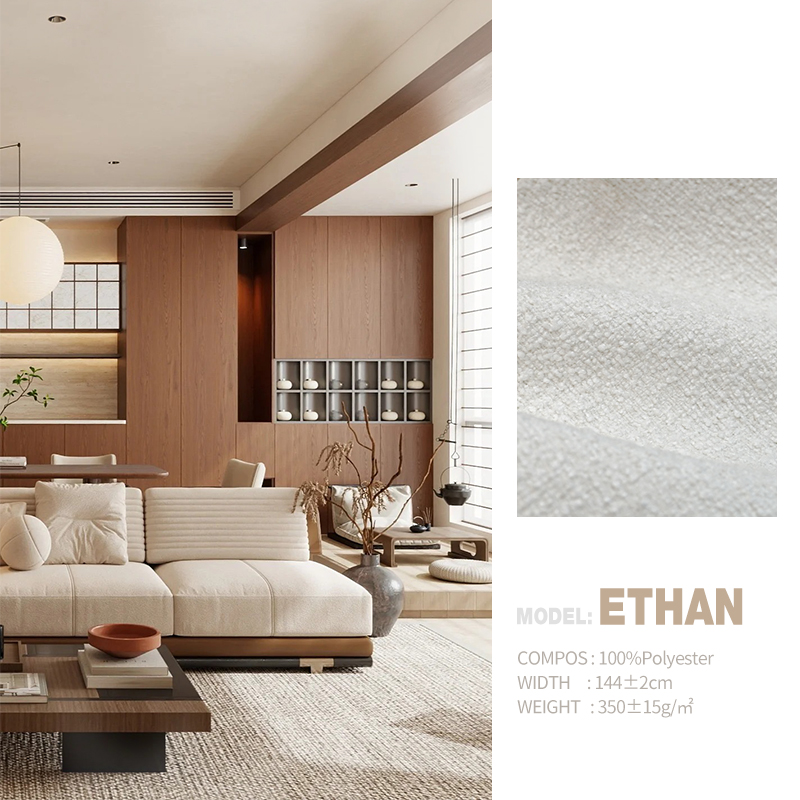 Delicate Hand Feel Double Color Small Boucle Cotton&Linen Fabric for Upholstery Furniture