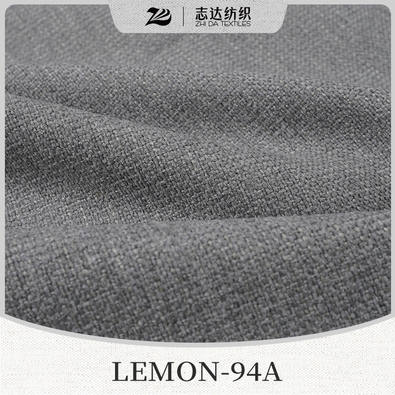 High Grade Gray Cotton&Linen Style Ready Stock Designer Project Selective Fabric Lemon-94A