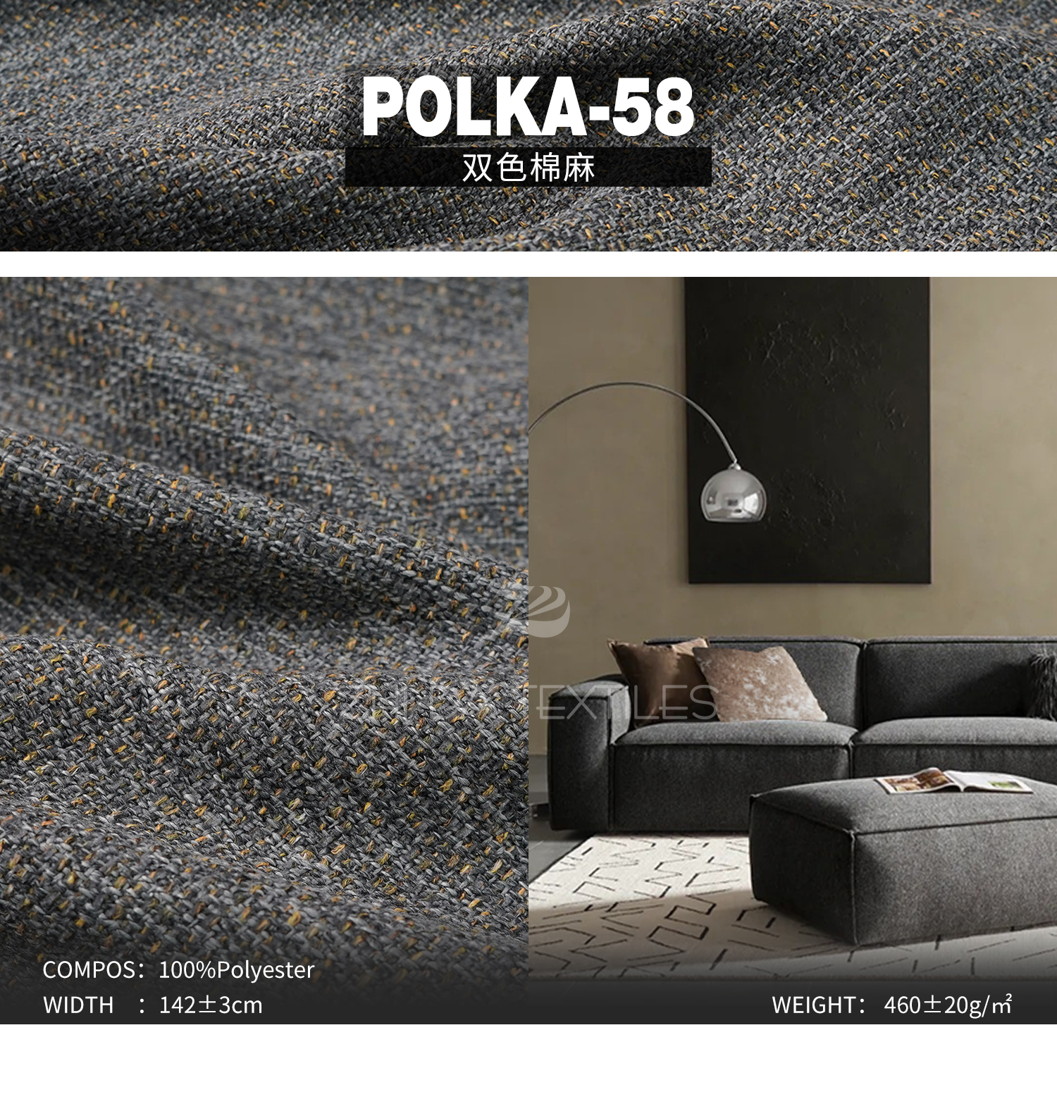 Ready Stock Double Color Cotton&Linen Designer Project Selective Fabric Polka-58