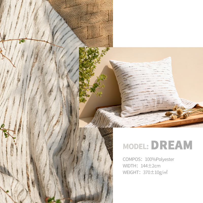 Personalized Style Ink Striped Hazy Texture Chenille Jacquard Decorative Fabric