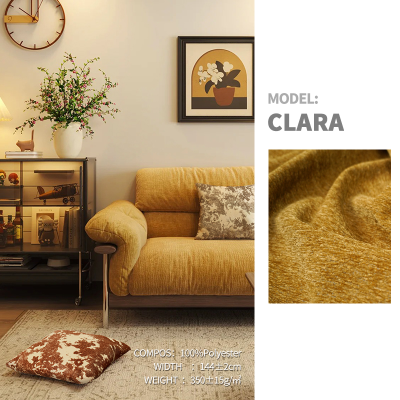 Soft and Fluffy Flowing Sand Particle Texture Chenille Fabric for Upholstery