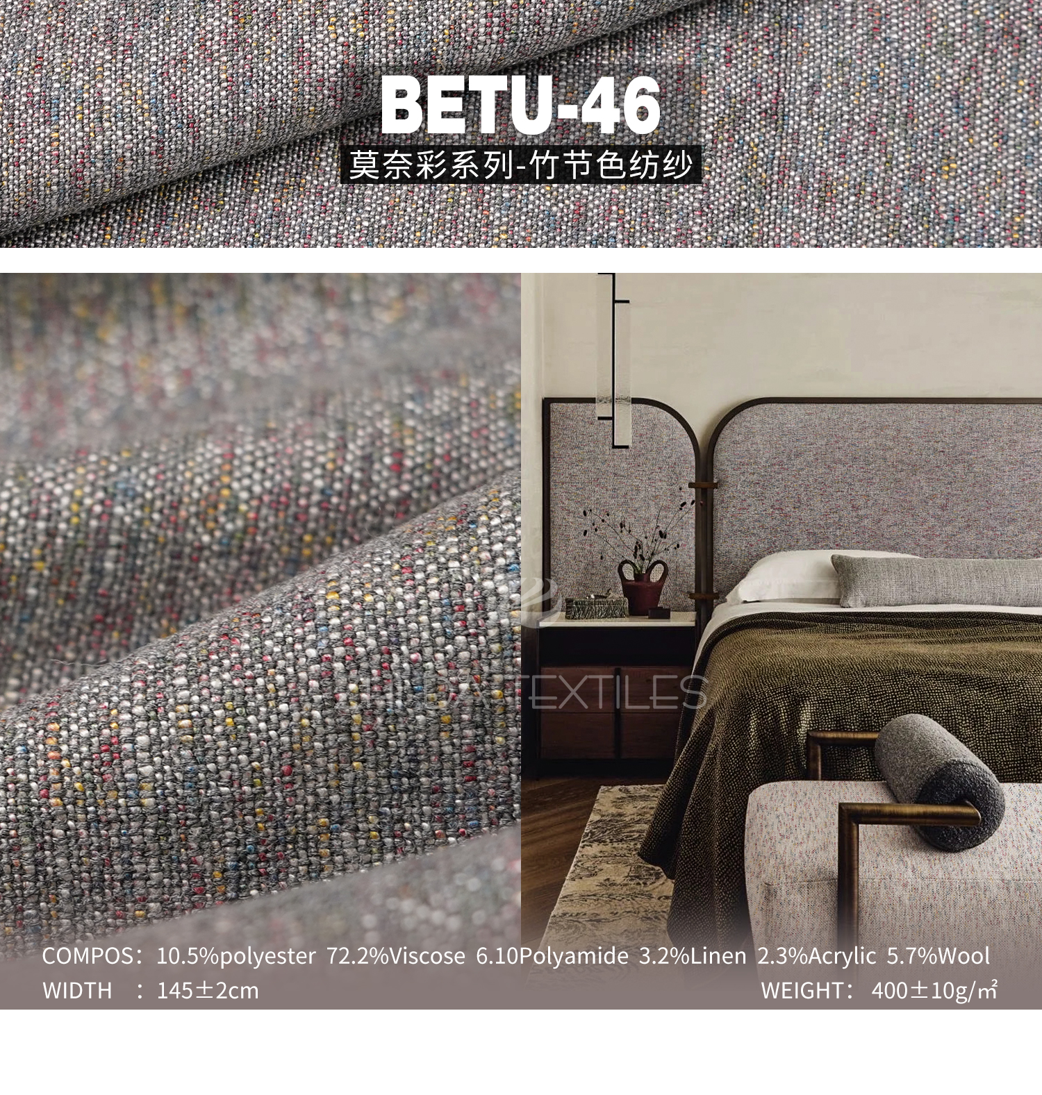 Monet Style Bamboo Colored Spinning Ready Stock Designer Project Selective Fabric Betu-46