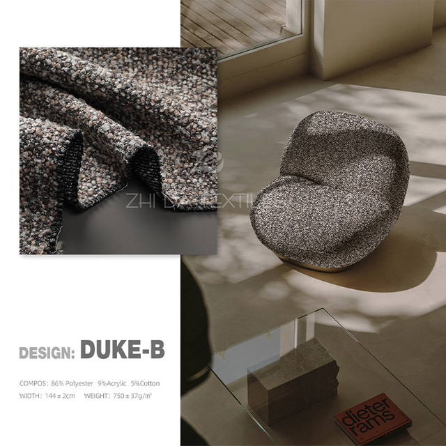 Textile Color Blended Boucle Curly Grainness Upholstery Sofa Covering Fabric