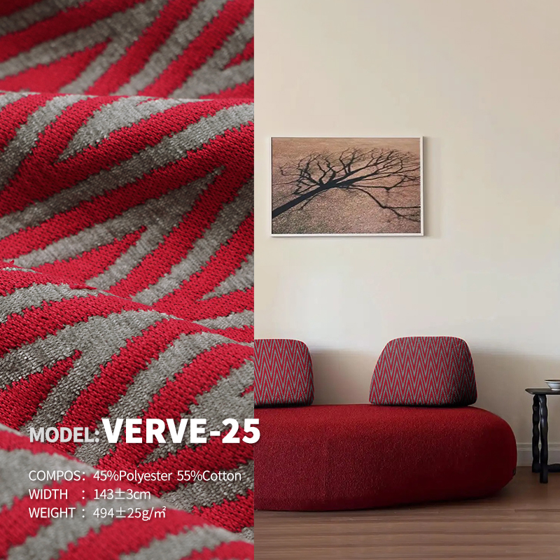 Classic Cotton&Linen Ready Stock Designer Project Selective V-Shaped Jacquard Fabric Verve-25