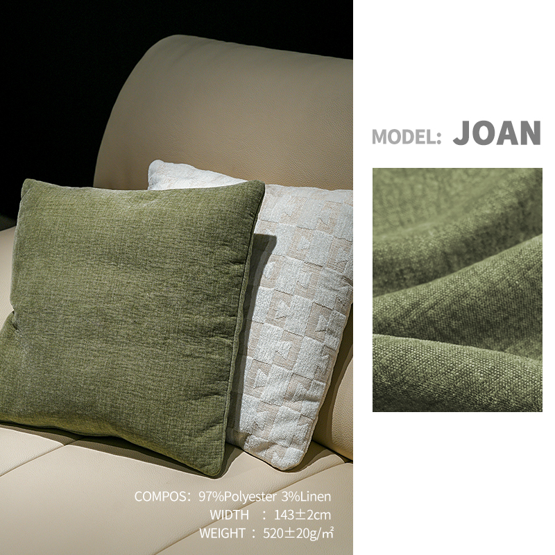 Home Textiles Hot-Sale Furniture Upholstery Chenille Cotton Linen Sofa Fabric Joan