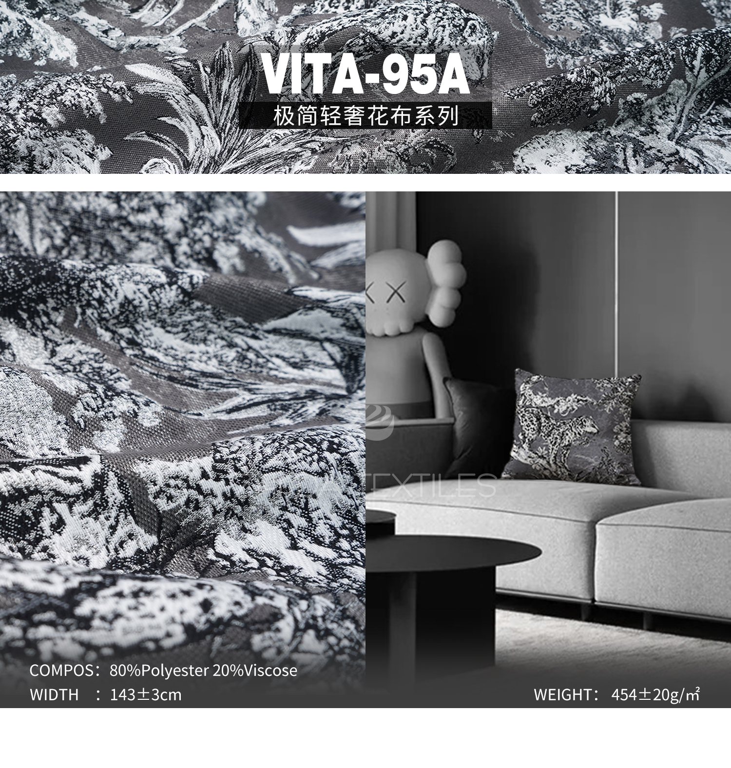 Simple Luxury Ready Stock Jacquard Upholstery Designer Project Selective Fabric Vita-95A