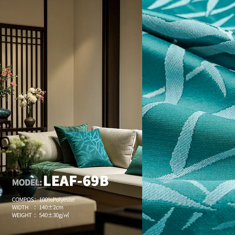 Ready Stock Chinese Style Jacquard Upholstery Designer Project Selective Fabric Leaf-69b