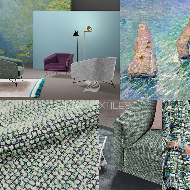 Hotel Textile Cotton Linen 3D Circle Texture Sofa Furniture Fabric