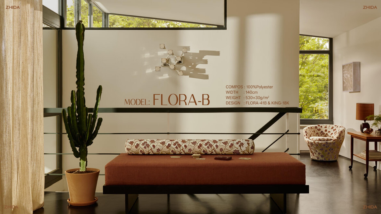 Vintage Floral Satin Chenille Jacquard Fabric, Van Gogh Almond Blossom Inspired Quiet Luxury Upholstery Fabric FLORA-B