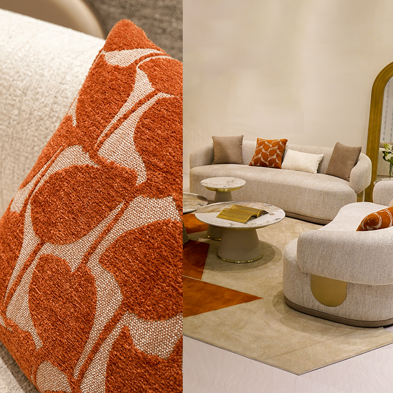 Simple and Elegant Pattern Eucalyptus Leaves Chenille Jacquard Upholstery Fabric
