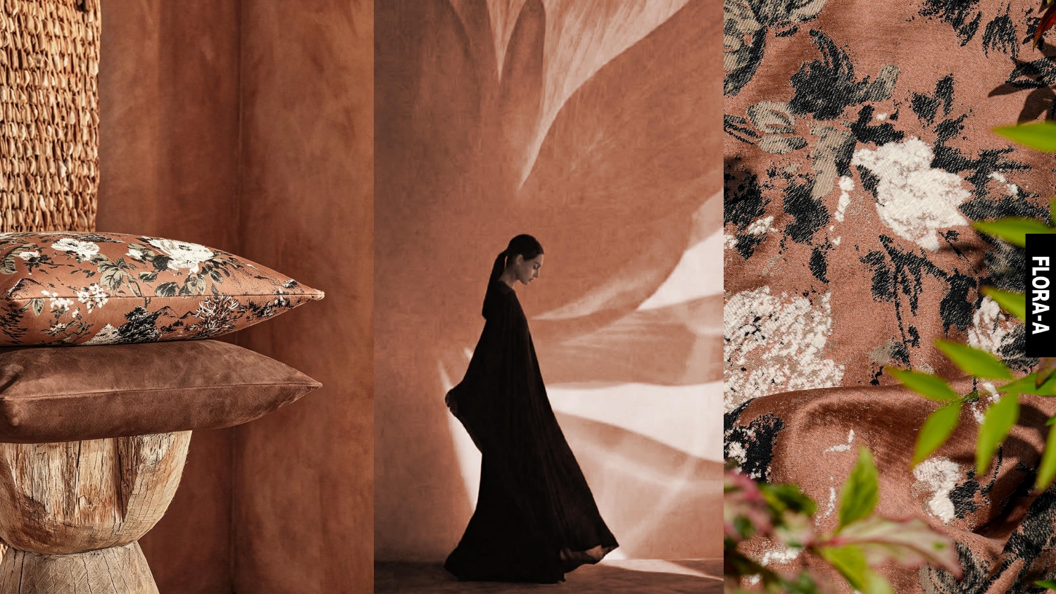 Vintage Floral Satin Jacquard Fabric, Song Dynasty Aesthetic Oriental Quiet Luxury Upholstery Fabric FLORA-A