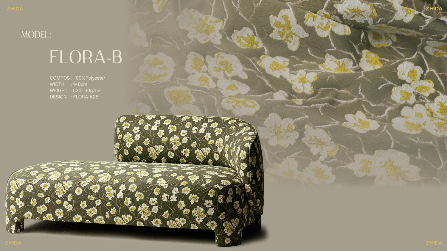 Vintage Floral Satin Chenille Jacquard Fabric, Van Gogh Almond Blossom Inspired Quiet Luxury Upholstery Fabric FLORA-B