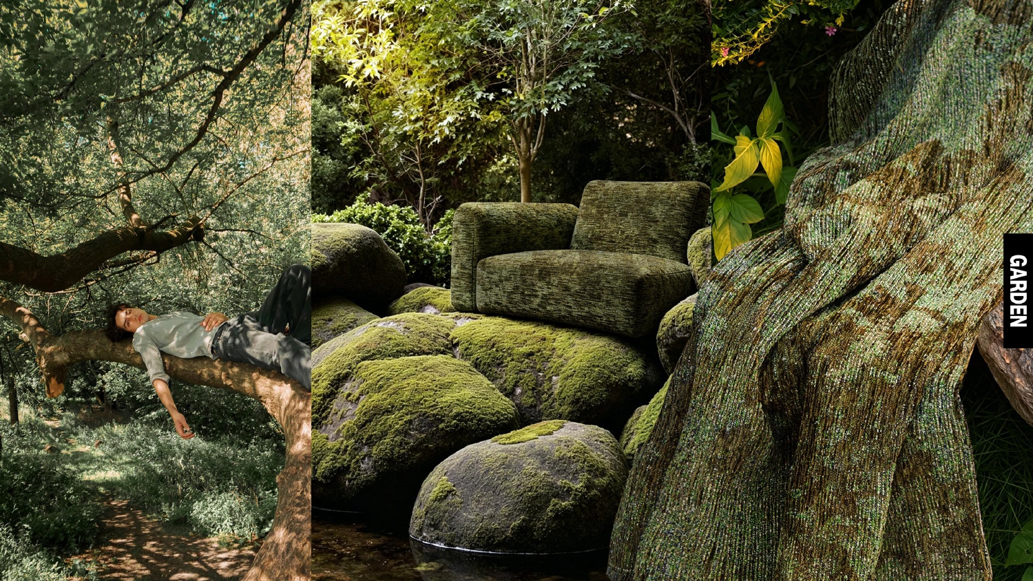Forest Moss Textured Jacquard Fabric, Earth Tone Natural Wabi Sabi Upholstery Fabric GARDEN