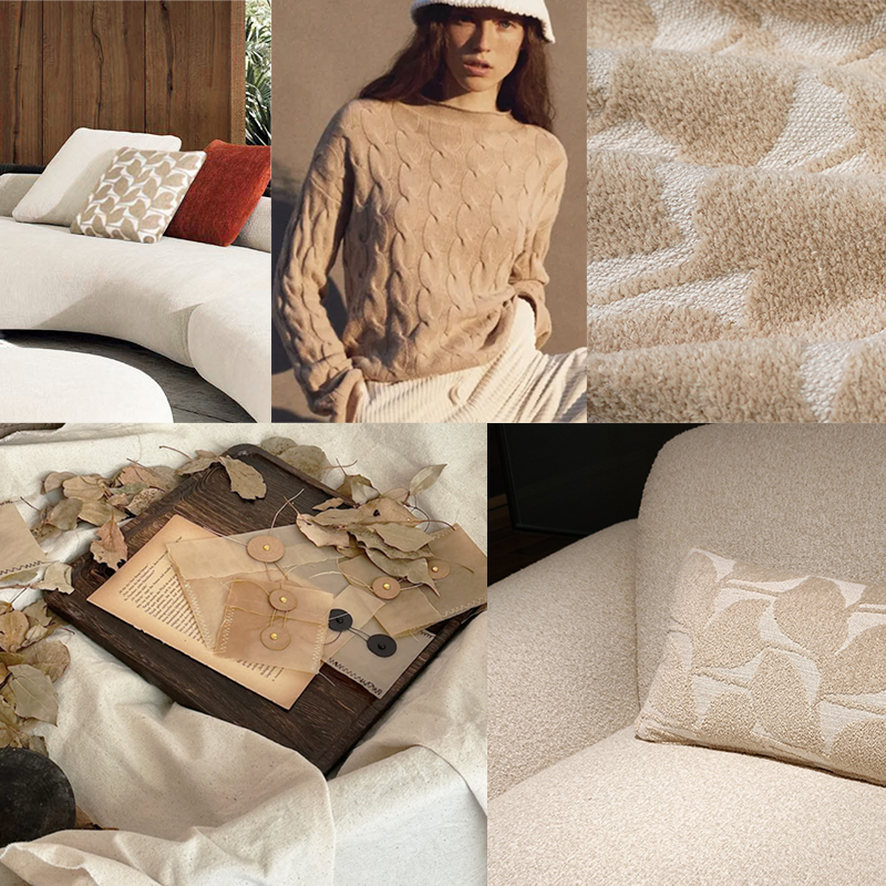 Simple and Elegant Pattern Eucalyptus Leaves Chenille Jacquard Upholstery Fabric