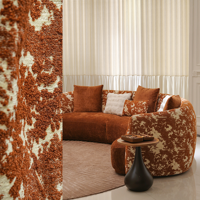 Eastern Natural Style Chenille Tree Shadows Jacquard Upholstery Fabric for Furniture