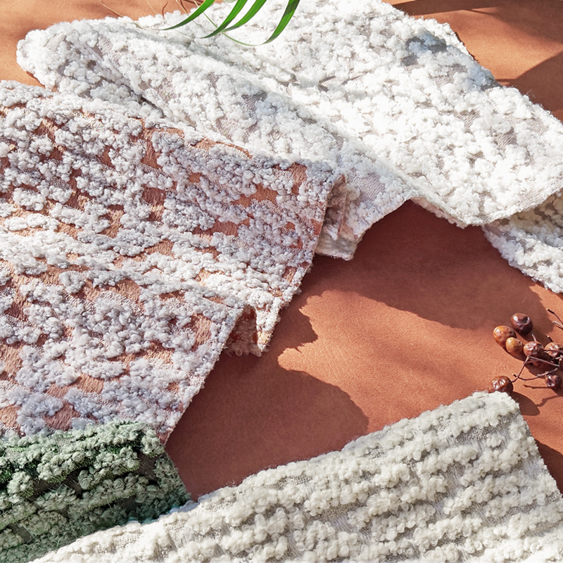 Soft and Comfort 3D Cloud Texture Boucle Jacquard Upholstery Fabric