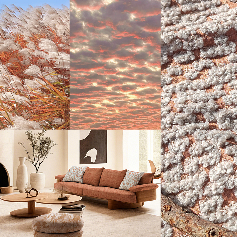 Soft and Comfort 3D Cloud Texture Boucle Jacquard Upholstery Fabric