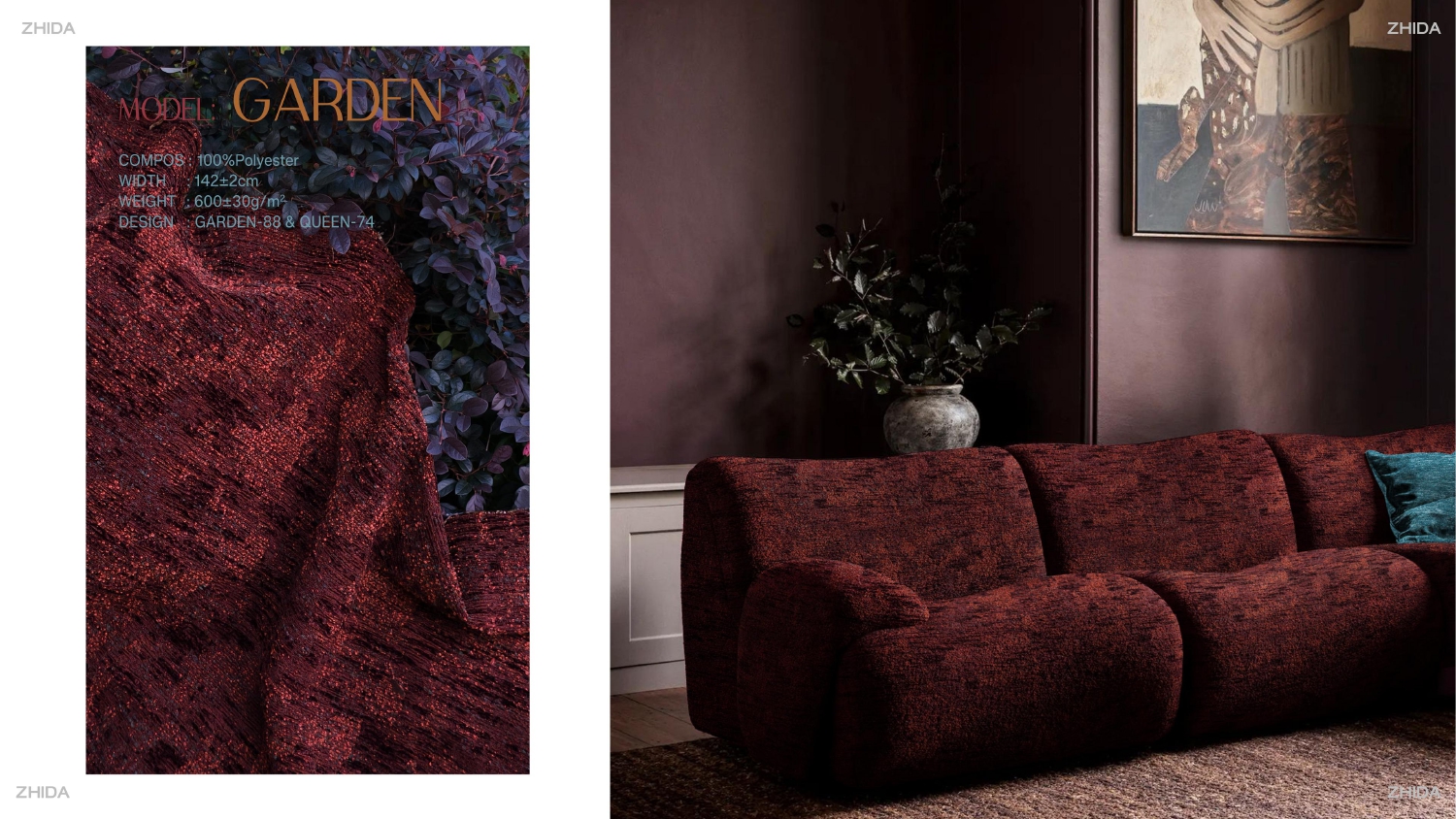 Forest Moss Textured Jacquard Fabric, Earth Tone Natural Wabi Sabi Upholstery Fabric GARDEN