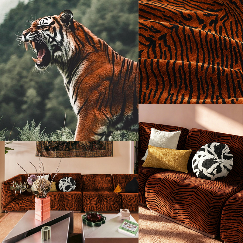 Fashion and Luxury Style Tiger Skin Texture Double Layers Chenille Jacquard Decorative Fabric
